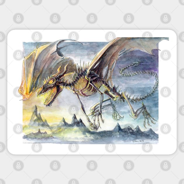 Skeletal Dragon Sticker by drakhenliche
